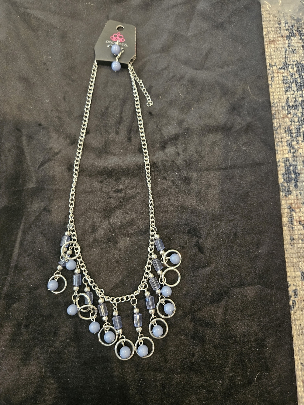 Fashion Beaded Drop Necklace - Blue